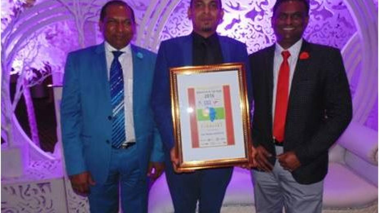 Rajen Sanker, Sivan Sanker and Vernon Naidu of Saltrans Logistics accept their award at the recent Durban Exporter of the Year 2016 ceremony.