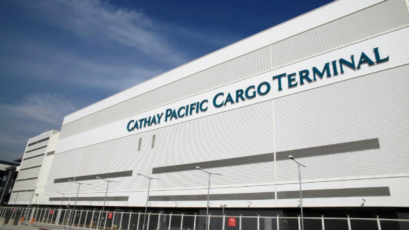 Cathay Pacific cargo terminal in Hong Kong. 