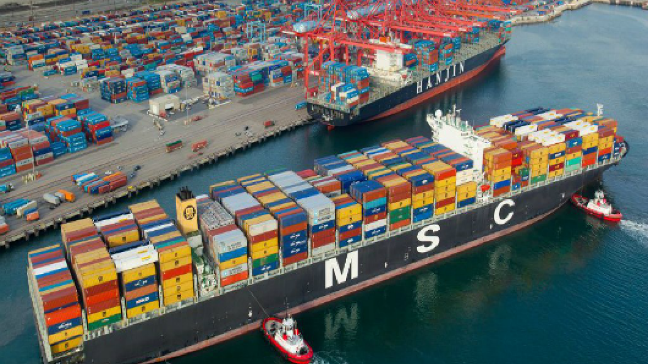 The container terminal at the Port of Long Beach.