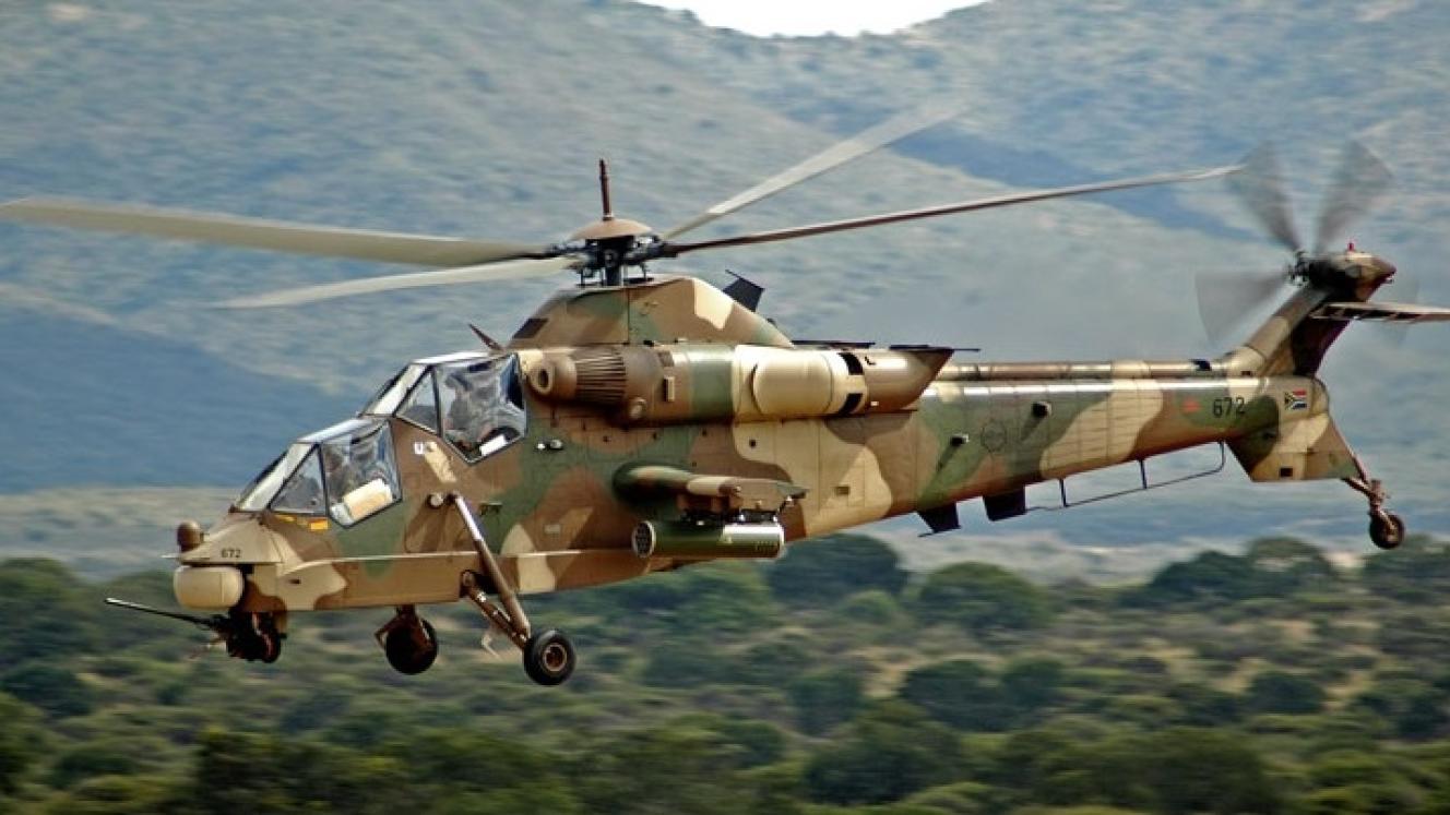 The Rooivalk. An attack helicopter manufactured by South African company Denel Dynamics, a participant in the LAAD trade show.
