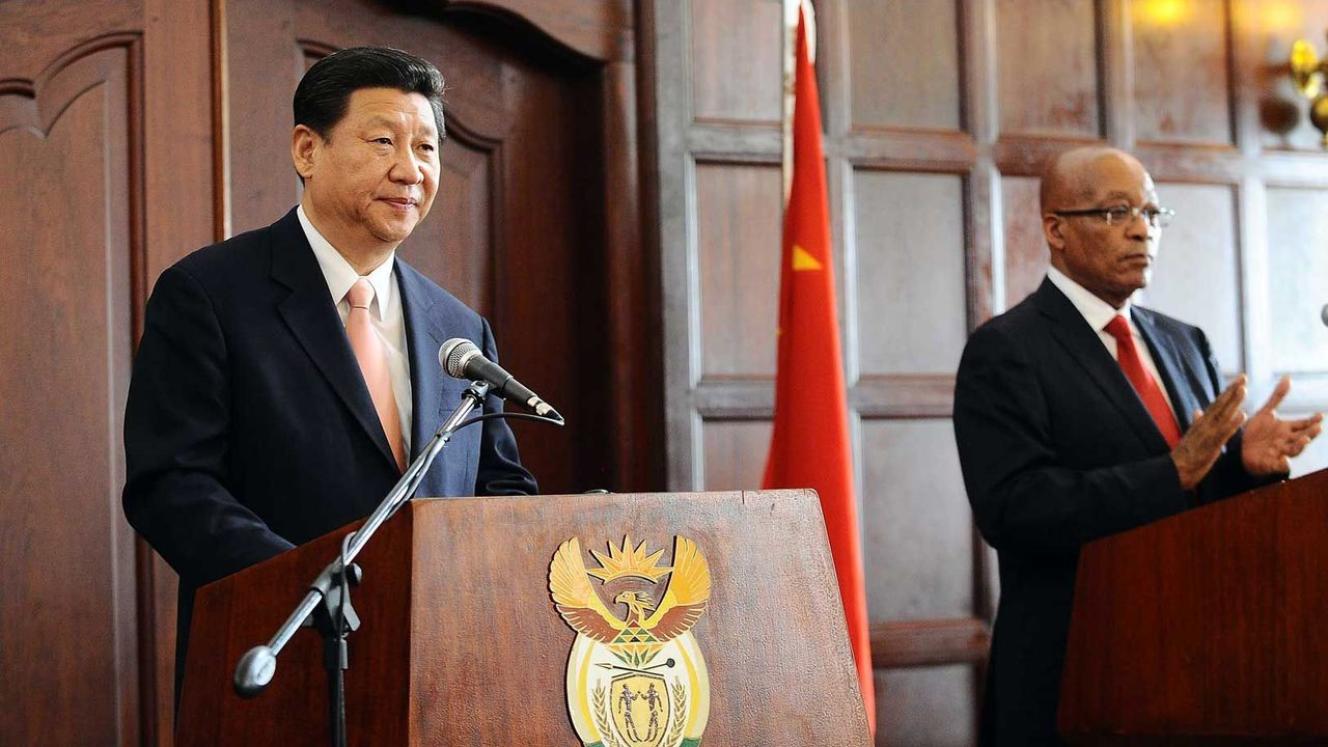 Xi Jinping’s visit to Africa in 2015 has seen a rise in Sino-African trade. He is pictured here with president Zuma.