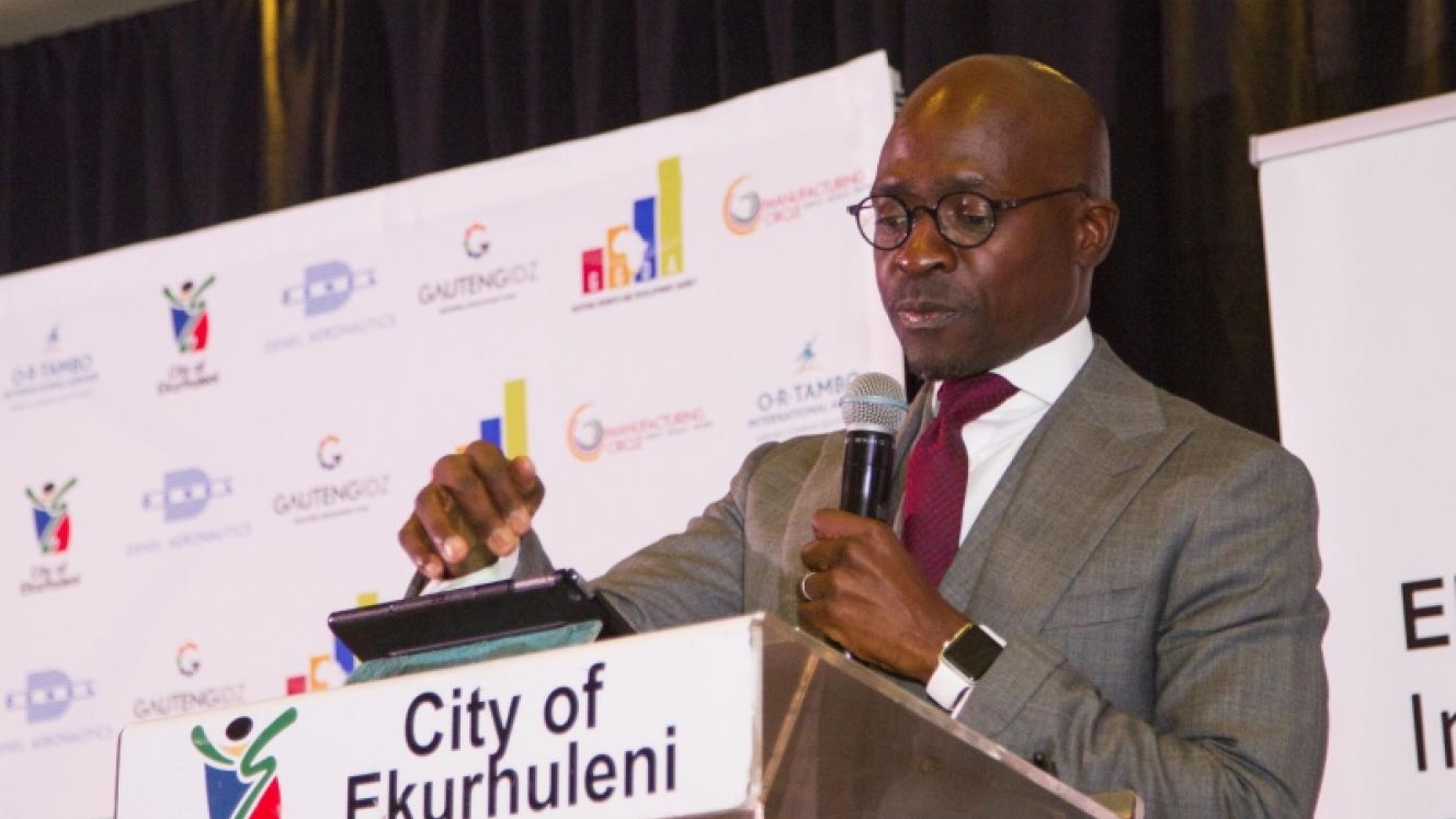Minister of Finance, Malusi Gigaba, addresses delegates at the Ekurhuleni Investment Conference.