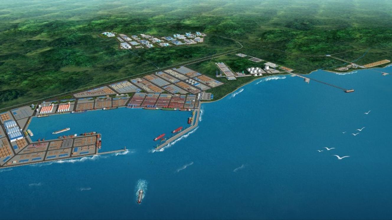 An illustration of the completed Kribi Container Terminal.