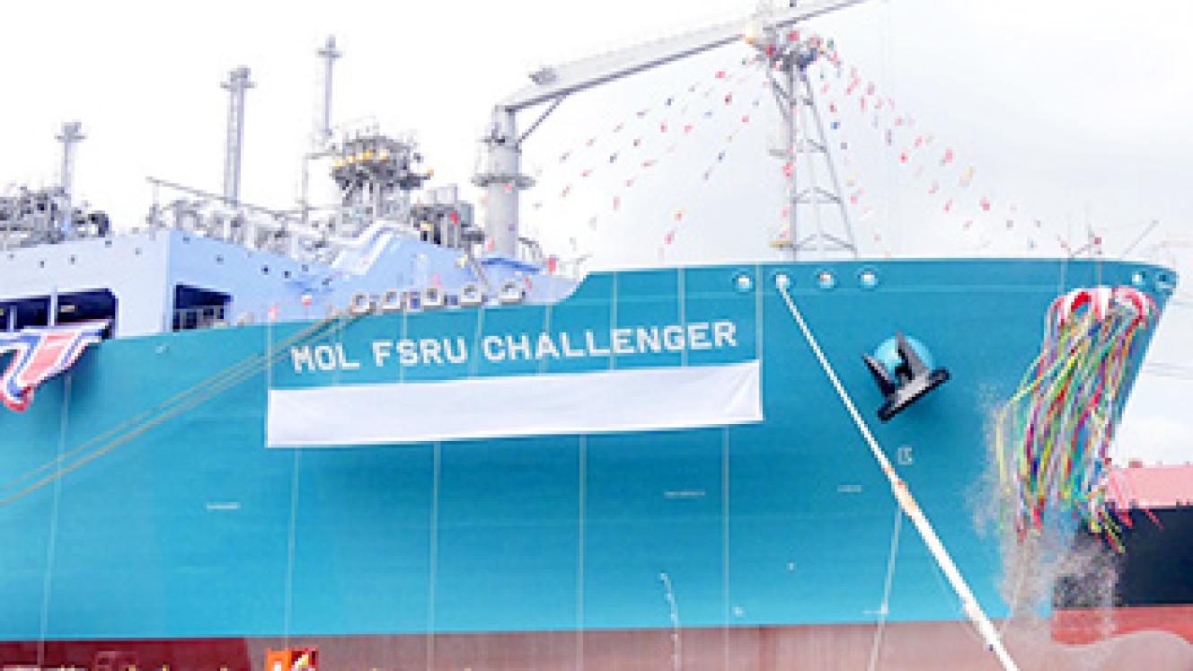 The MOL FSRU Challenger at its naming ceremony at the Daewoo shipyard in Korea