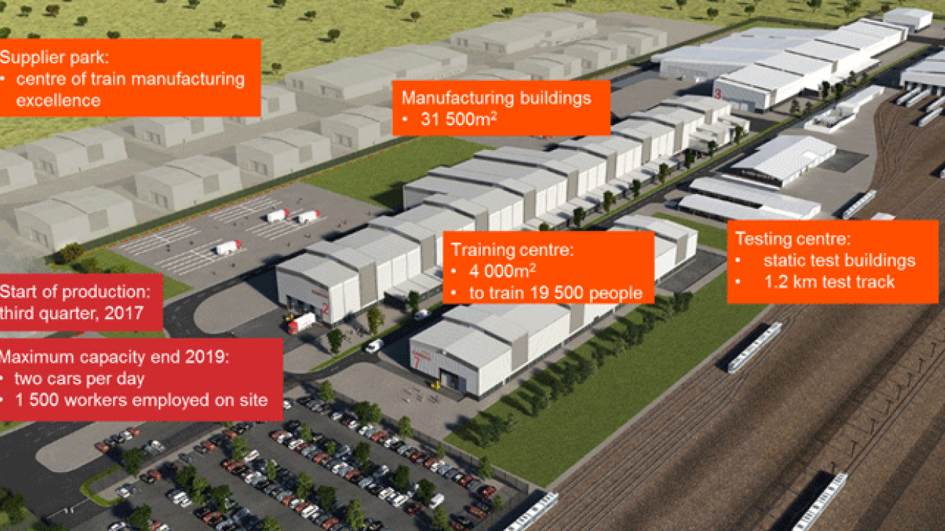 An artist’s impression of the Gibela train factory.