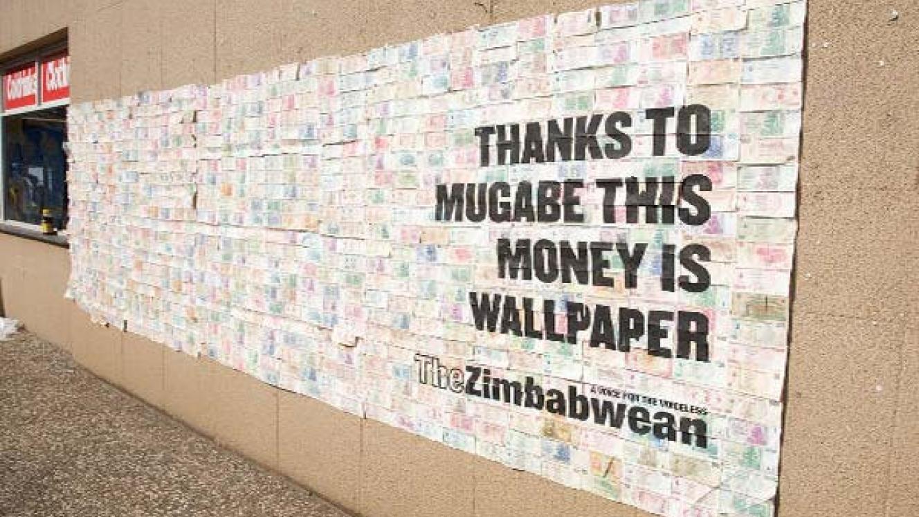 A telling billboard about the ‘value’ of Zimbabwean currency by one of the country’s independent newspapers, The Zimbabwean.
