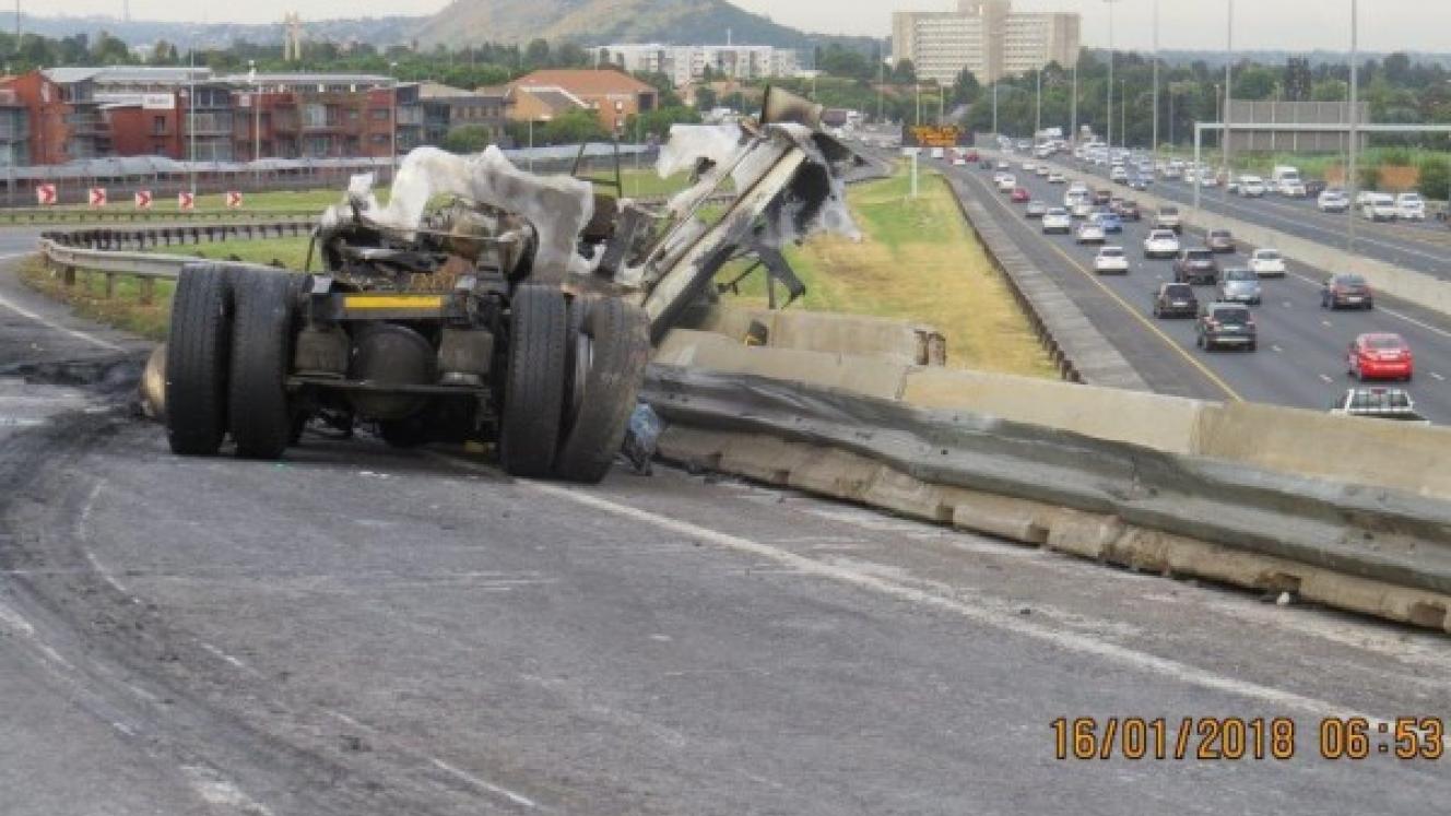 A social media photo of the accident scene early this morning.