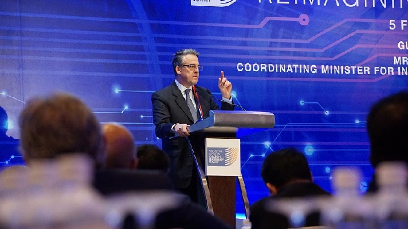 Alexandre de Juniac, director general and CEO of Iata, speaking at the Singapore Airshow Aviation Leadership Summit (SAALS).