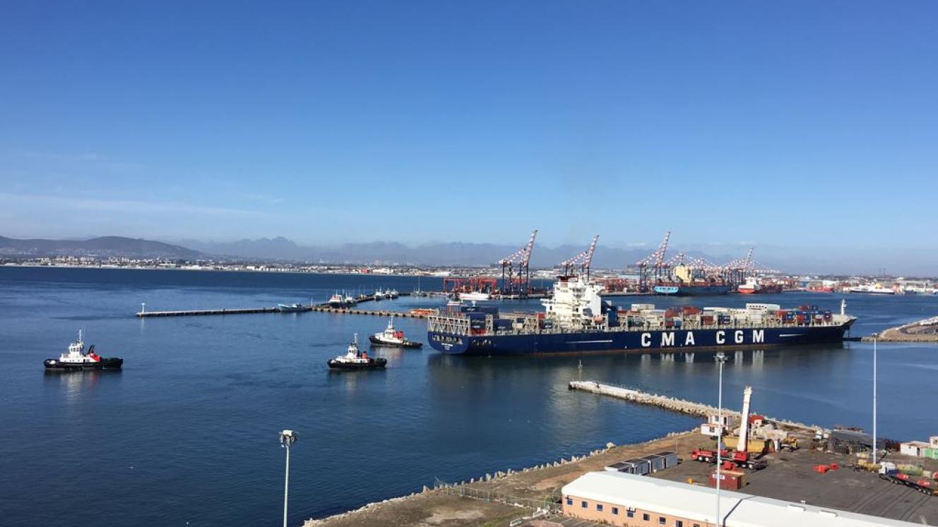 The CMA CGM SAMSON in the Port of Cape Town.
