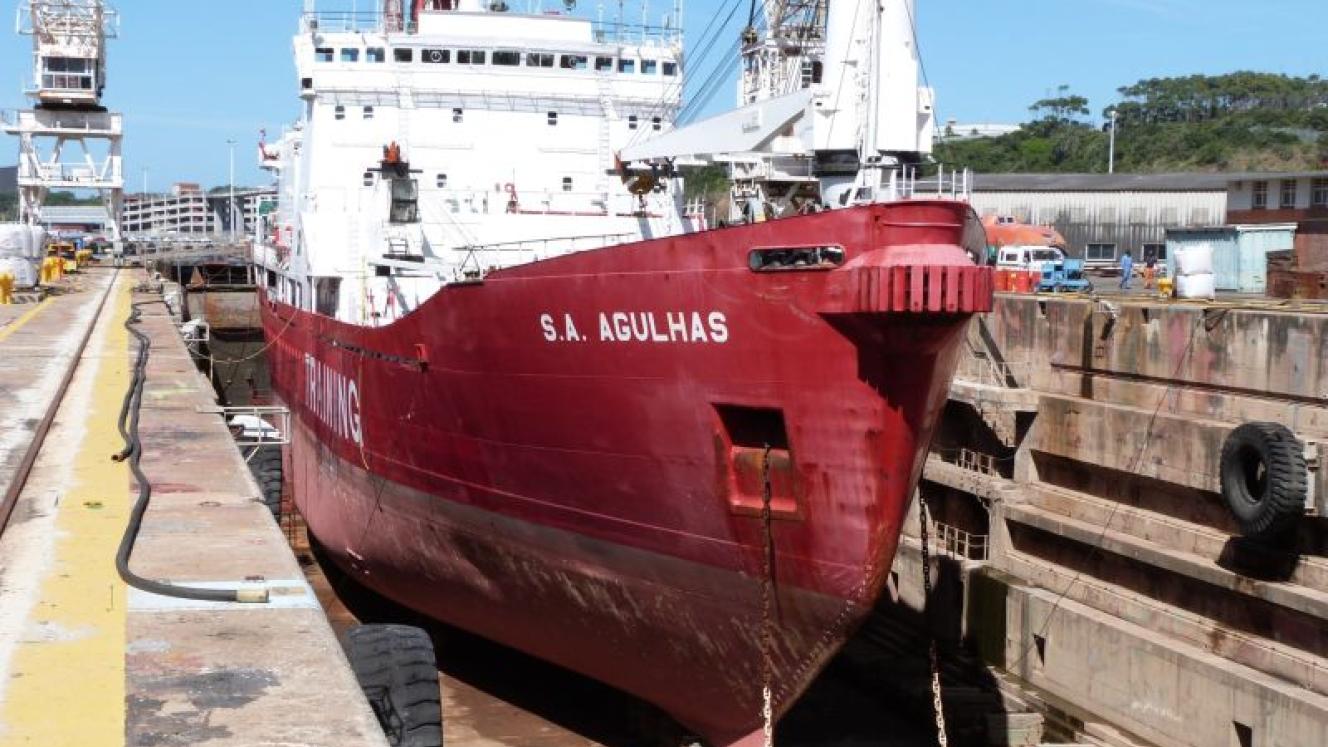 The SA Agulhas in the Princess Elizabeth dry dock.