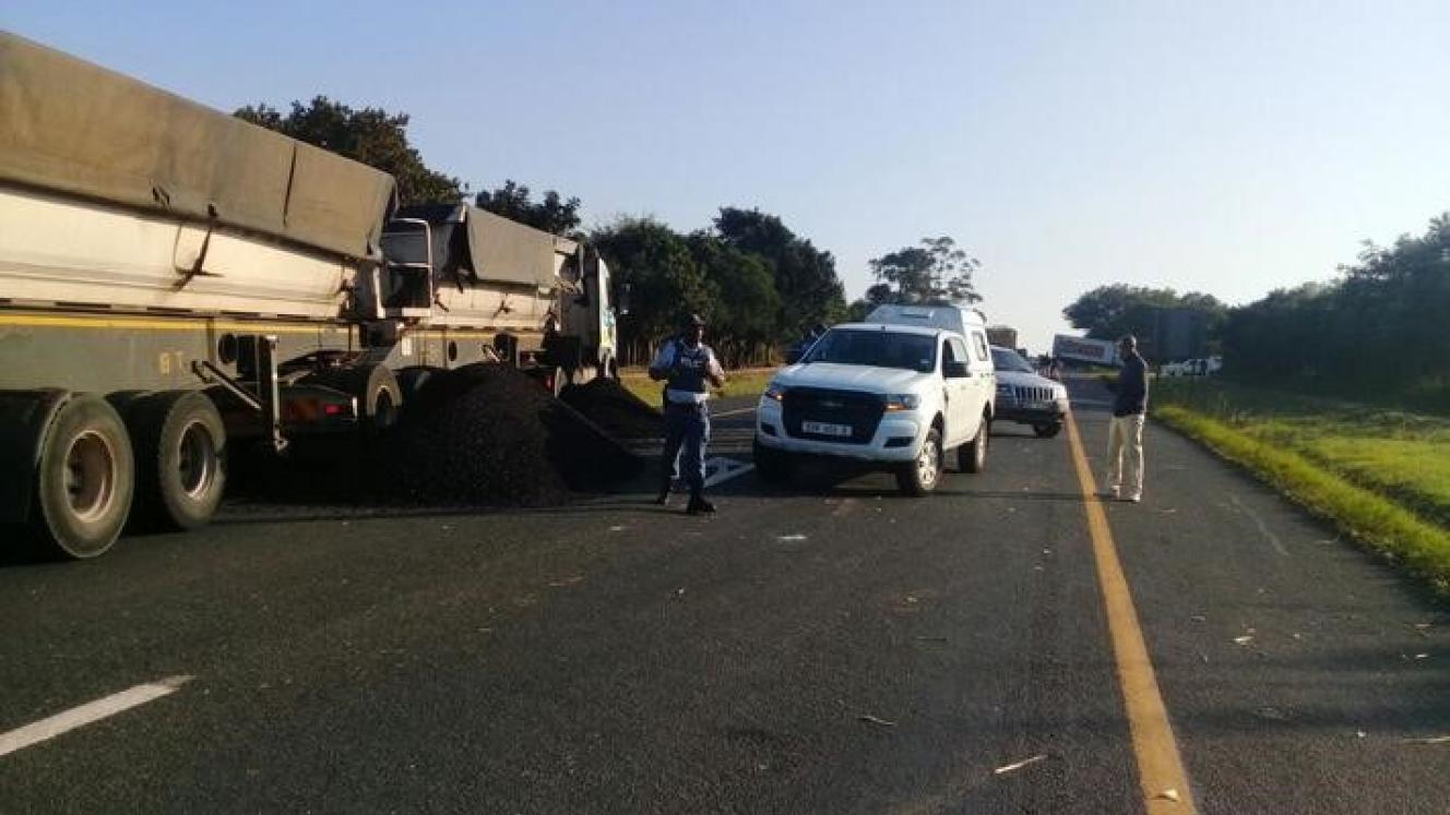 Police said on Tuesday they had dispersed protesters who blockaded the N2 highway along the Mfekayi area in Mtubatuba, KwaZulu-Natal, after they set two trucks on fire.