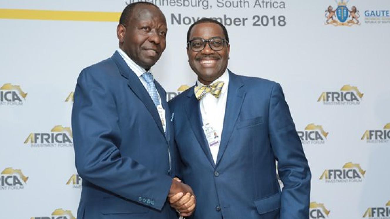 Democratic Republic of Congo senior minister of planning, Modeste Bahati Lukwebo, and AfDB president, Akinwumi Adesina.