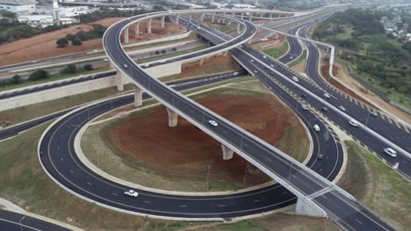 The newly constructed highway interchange.