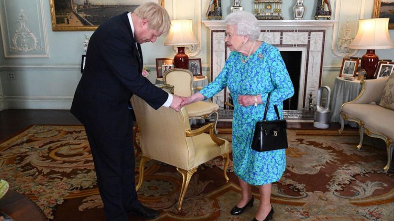 British Prime Minister Boris Johnson meeting the Queen in Buckingham Palace yesterday