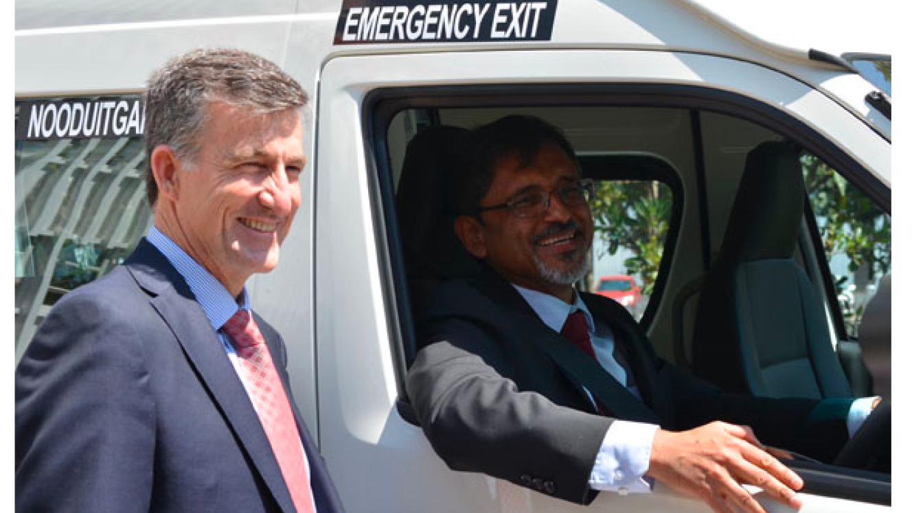 Minister of Trade and Industry, Ebrahim Patel and Toyota South Motors CEO, Andrew Kirby