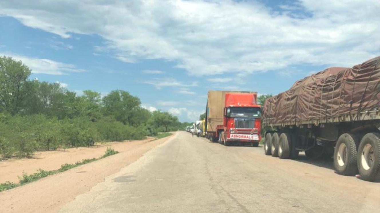 Trucks queue for kilometres south of Chirundu as holdups on the border of Zimbabwe and Zambia delay transporters.