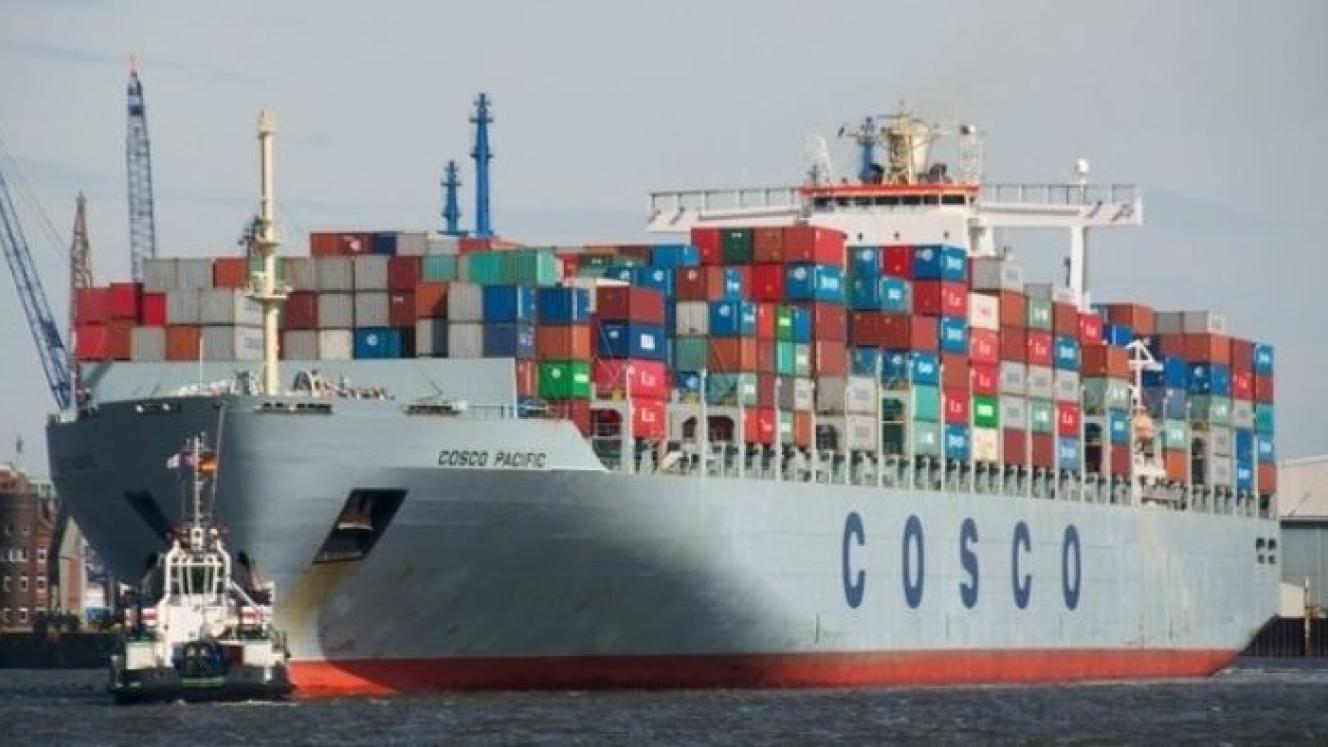 The 10 000-TEU Cosco Pacific which had to be rerouted to Colombo because of a cargo fire.