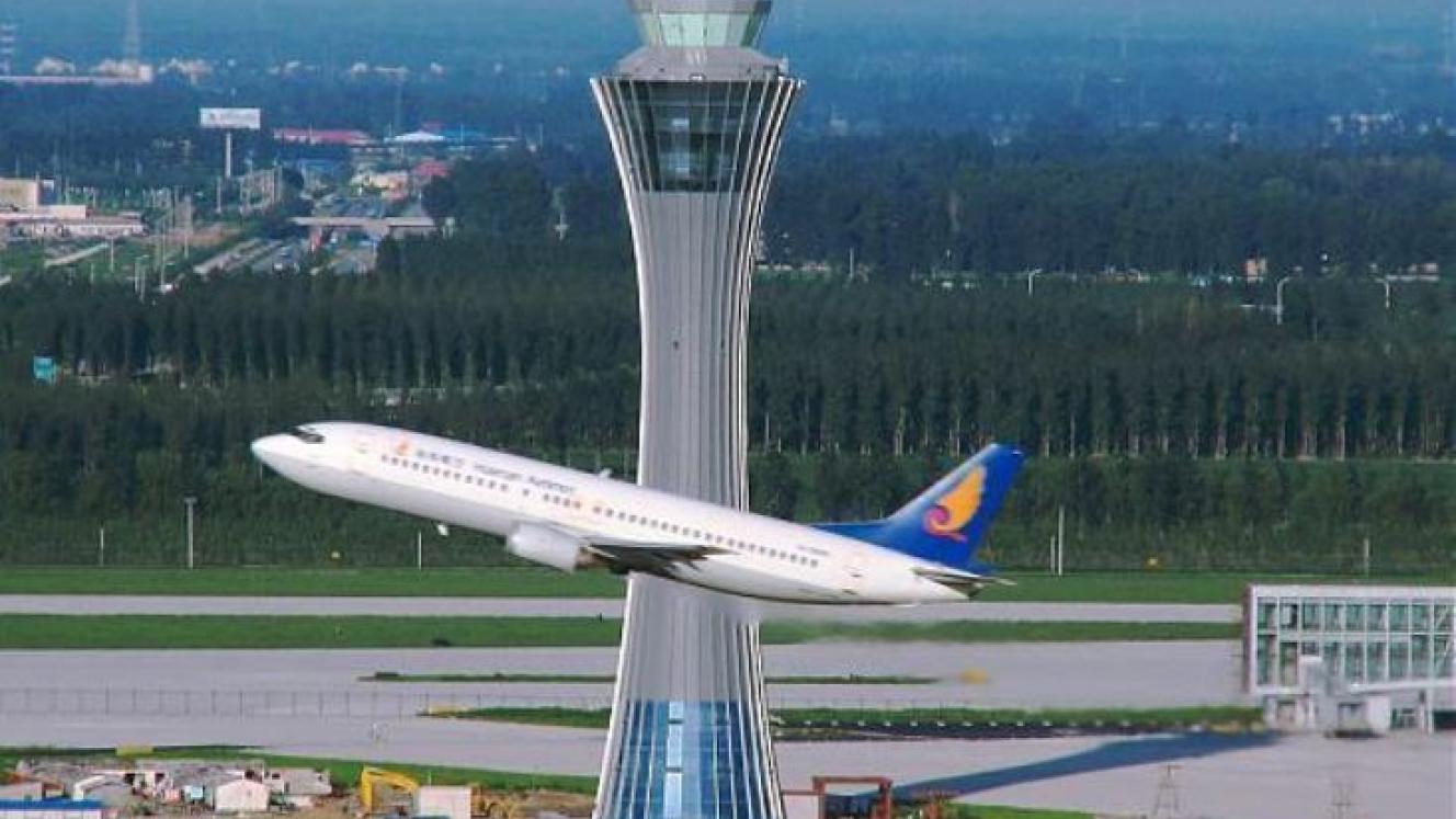 A plane takes off from Beijing Capital International Airport.
