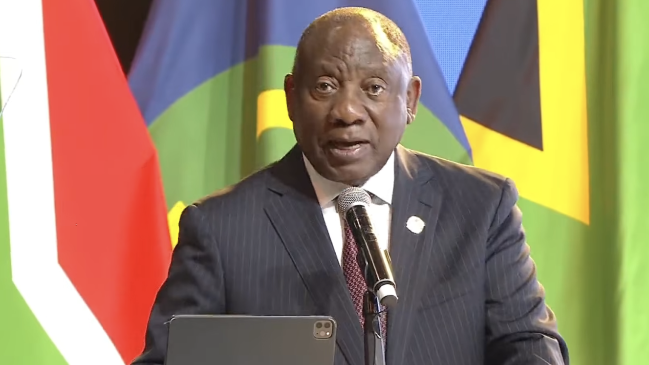 President Cyril Ramaphosa speaking at the 46th Ordinary Summit of SADC Heads of State and Government in Durban.