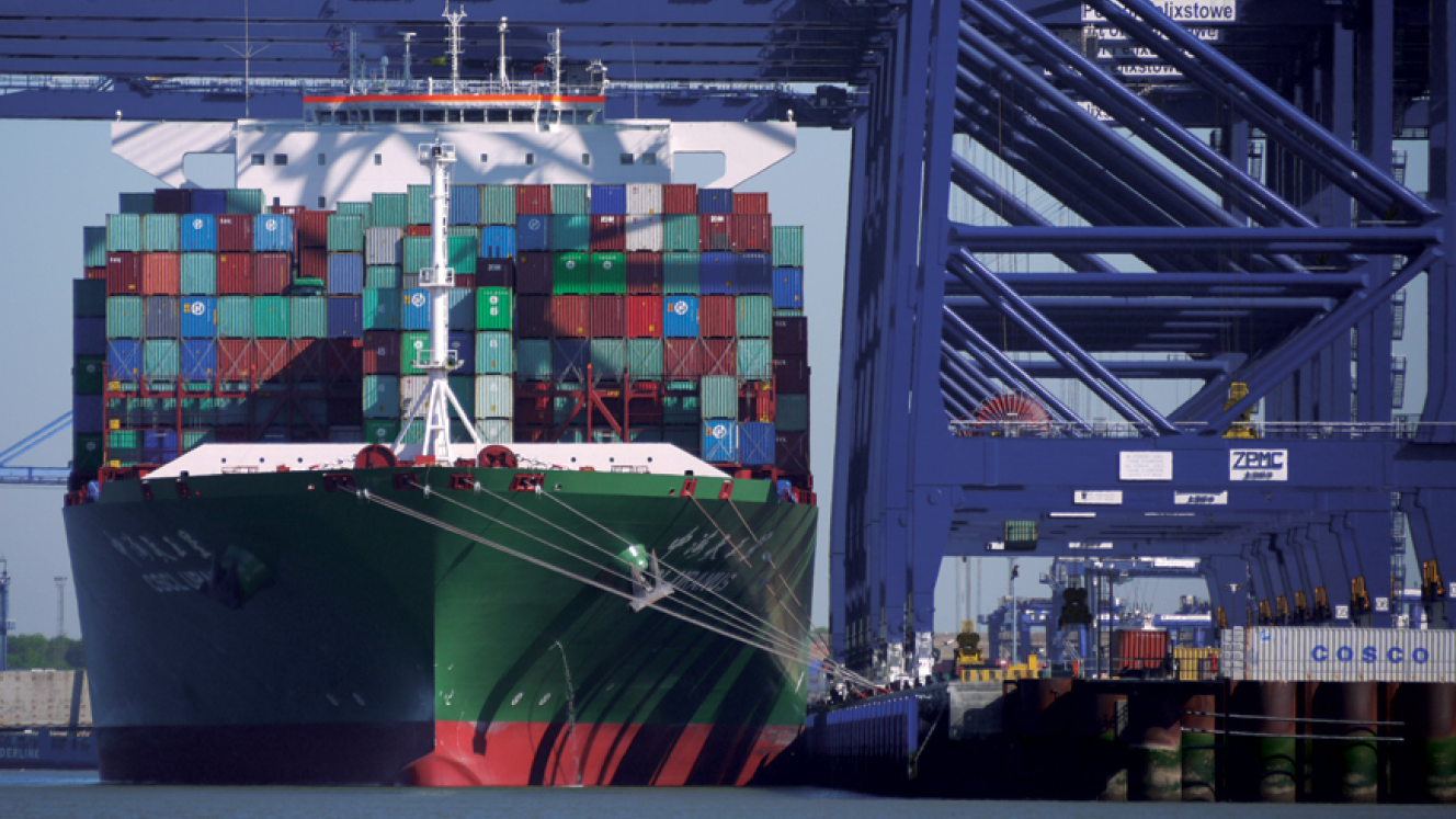 Berth 9 at the Port of Felixstowe handles mega vessels.