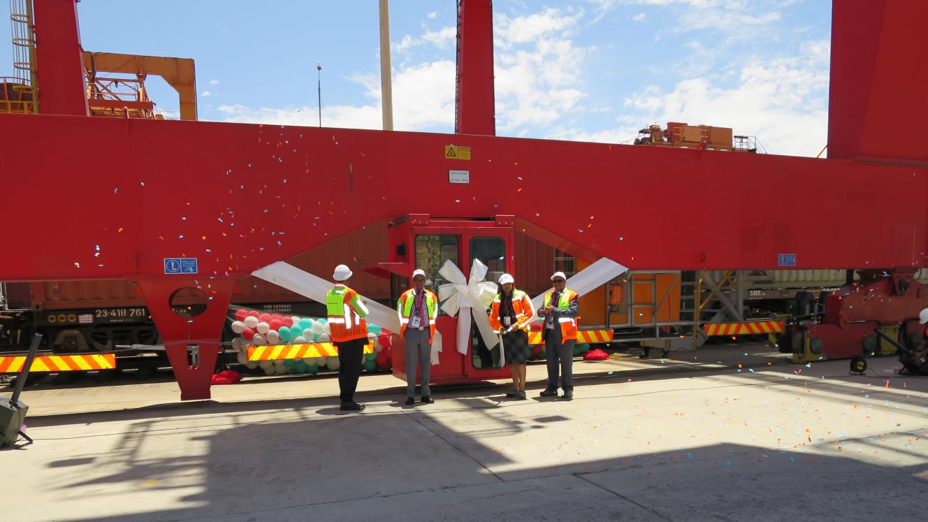 Pictured at the launch in front of one of the new RMGs from the left: Khathatso Tlhakudi, acting director general – Department of Public Enterprises; Linda Mabaso, Transnet chairperson of the board of directors; and Siyabonga Gama acting group CEO, Transnet.