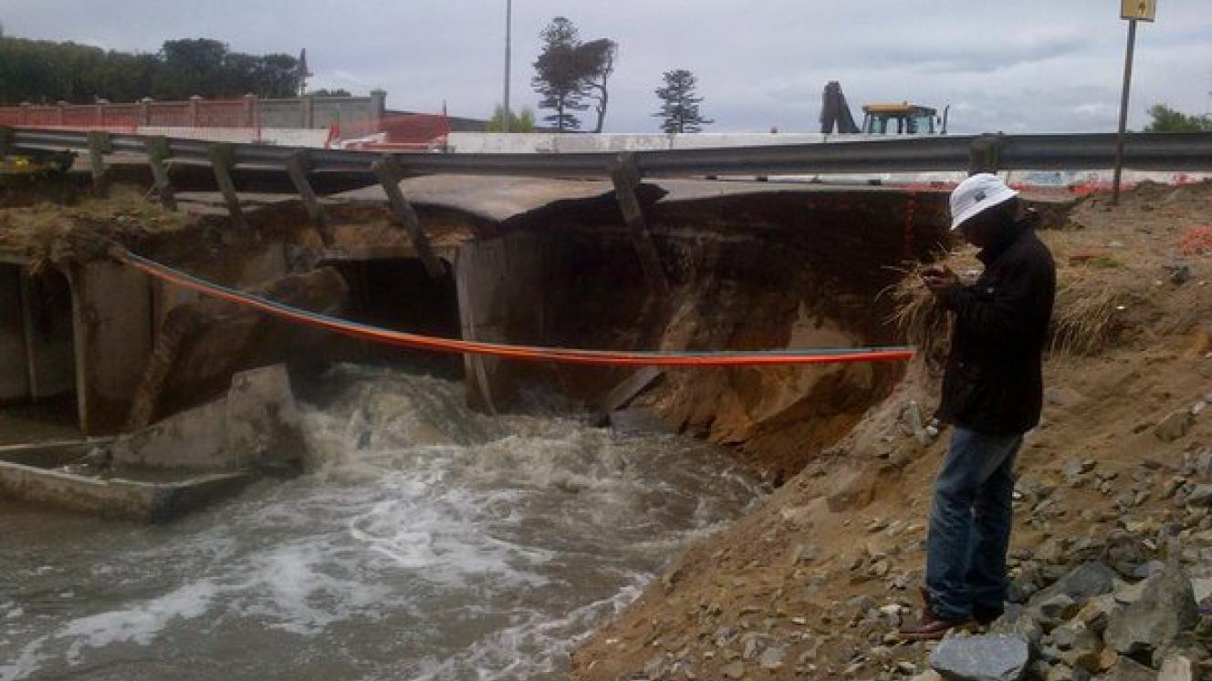 Flash floods destroyed Strandfontein road in Cape Town.