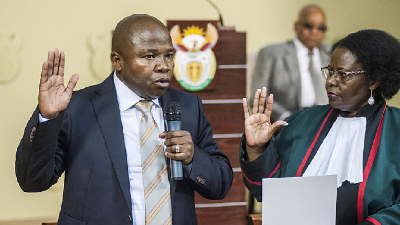 David van Rooyen, South Africa's incoming finance minister, was formally sworn into office yesterday by judge Sisi Virginia Khampepe at the Union Buildings in Pretoria.