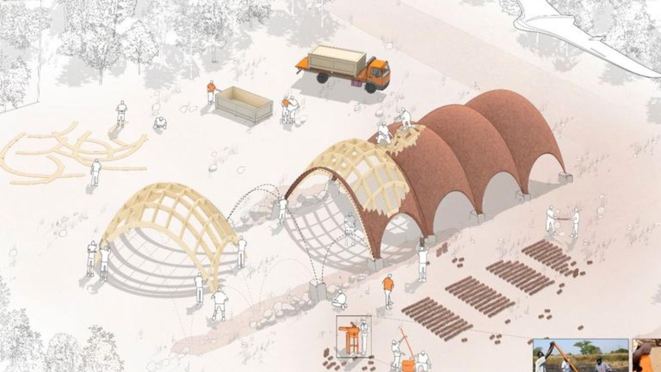 An artist’s rendering of the design for the drone ports in Rwanda.
