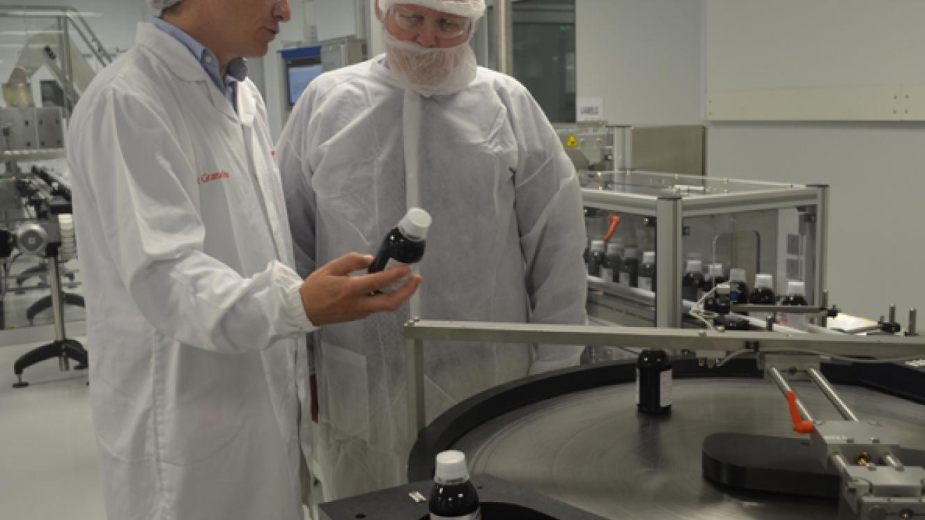 Dr Rob Davies, pictured at the Johnson & Johnson Cape Town plant with the company’s site leader, Alex Granados.