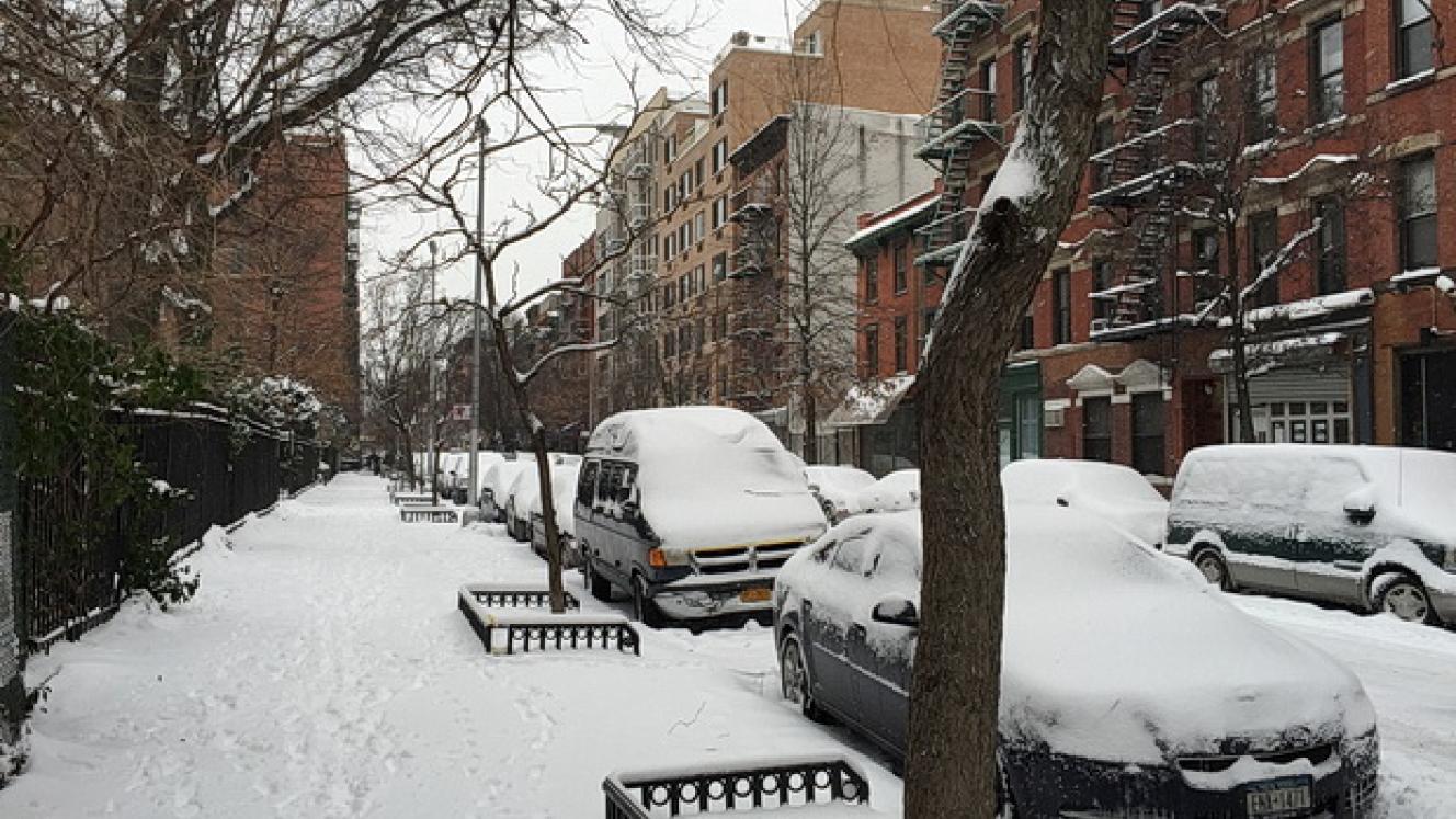 The snow-covered streets of New York.