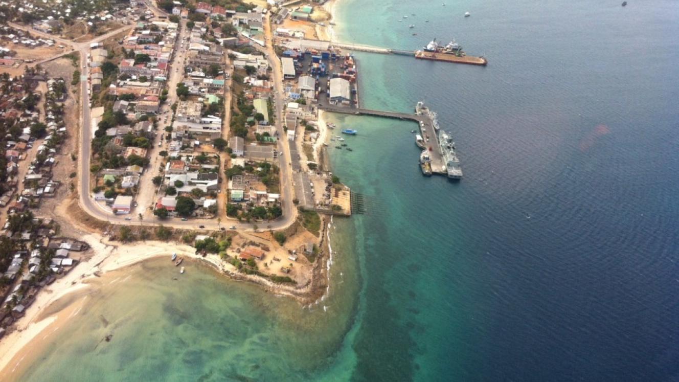 Aerial view of the port of Pemba.