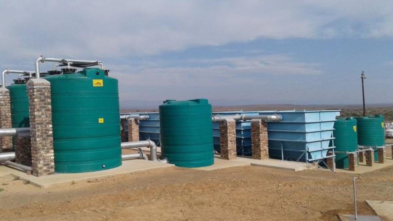 The water treatment plant that was launched by the dti in Steyleville, today. 