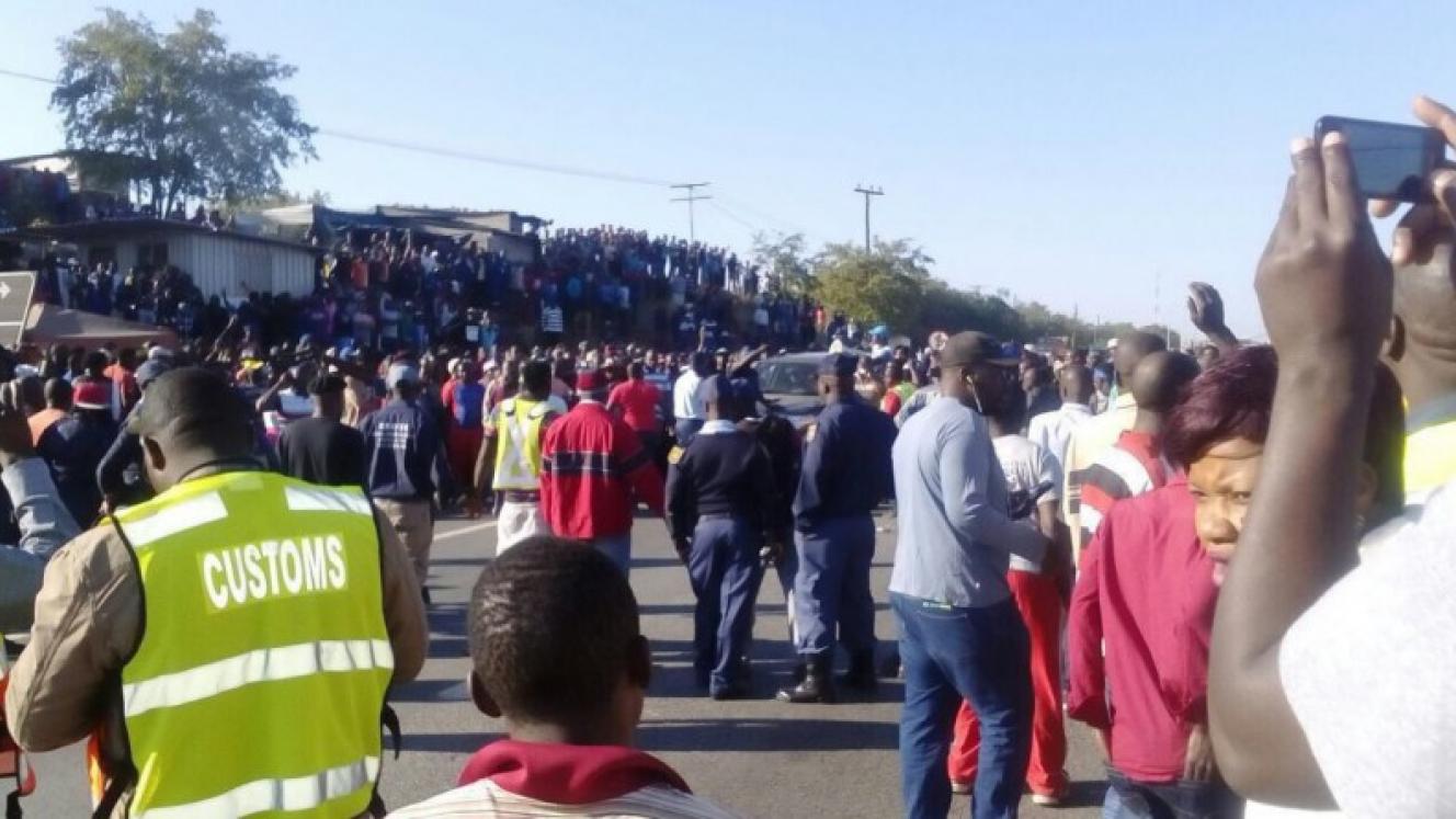 Thousands protested the implementation of the import control bill at the Beitbridge border post.