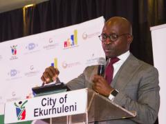 Minister of Finance, Malusi Gigaba, addresses delegates at the Ekurhuleni Investment Conference.
