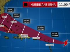 Hurricane Irma over the Leeward Islands and Puerto Rico.
