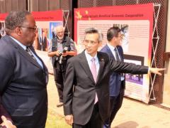 Chinese Ambassador to SA, Lin Songhtian (right), showing Minister of Public Works, Nkosinathi Nhleko, some of the displays showcased at the event.