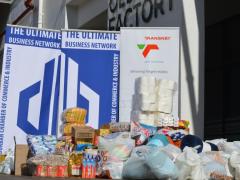 Packages of non-perishable food, blankets and cleaning material donated by TPT.