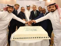 Saudia Cargo CEO Omar Hariri (fourth from left) with other members of the Saudia Cargo team at the launch of Fly Express.