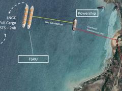 An artistic representation of how Mozambique’s LNG-to-powership project will work.