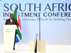 President Cyril Ramaphosa speaking at the second South Africa Investment Conference in Sandton on Wednesday. 