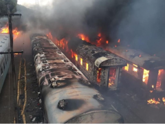 The aftermath of 24 torched Shosholoza Meyl coaches in Bloemfontein this weekend.