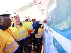 President Cyril Ramaphosa and RBM Managing Director Werner Duvenhage during a site visit and operational briefing at Richards Bay Minerals. 