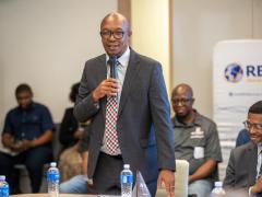 Trade Industry & Competition Minister, Parks Tau, addresses stakeholders at the Richards Bay Industrial Development Zone. 