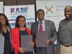 At last week’s signing ceremony in Nairobi, Kenya were from left to right … KAM head of corporate finance, Zipporah Maina; KAM CEO, Phyllis Wakiaga; TMEA Kenya country director, Dr Chris Kiptoo, TMEA Kenya programme manager, Simon Konzolo