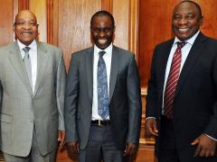 President Jacob Zuma, Mineral Resources Minister Mosebenzi Zwane and deputy president Cyril Ramaphosa at Zwane's swearing-in ceremony last week. 
