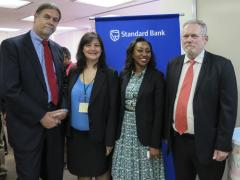 Walter Lindner; Fay Mukkadam; Standard Bank's Ethel Nyembe and Dr Rob Davies at the launch of the SME Export Incubator.