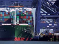 Berth 9 at the Port of Felixstowe handles mega vessels.