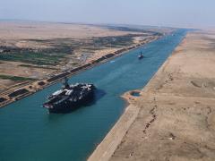 The Suez Canal, which separates Africa from Asia.