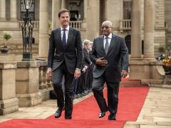 The Netherlands prime minister, Mark Rutte, is pictured with president Jacob Zuma at the start of the trade mission to South Africa.