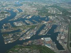 Aerial view of the Port of Rotterdam.